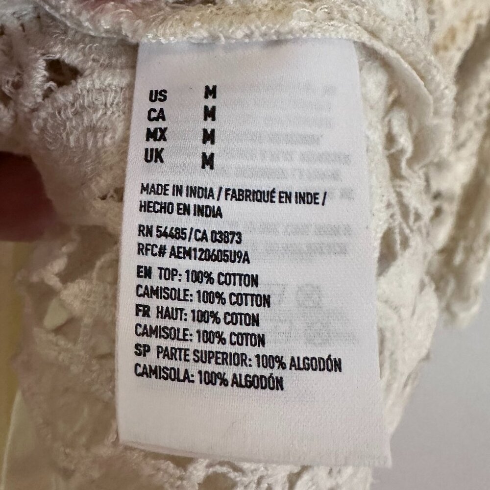 American Eagle Cotton Boho Crochet Dress with Slip (M) - Picture 4 of 4